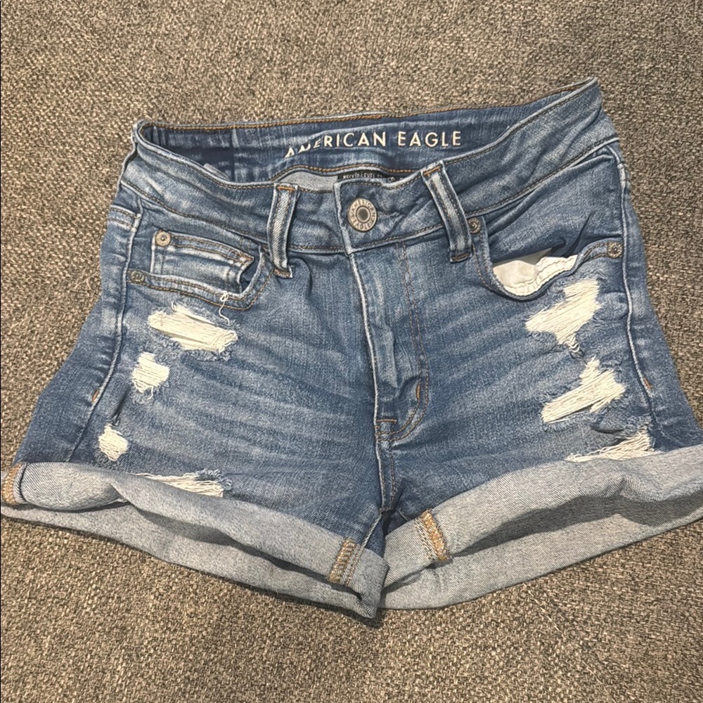 American Eagle Outfitters Blue Mid-Rise Jean Shorts